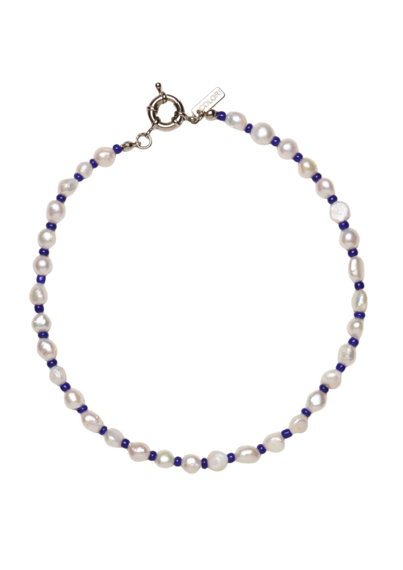 gerçek incili renkli boncuklu el yapımı kolye