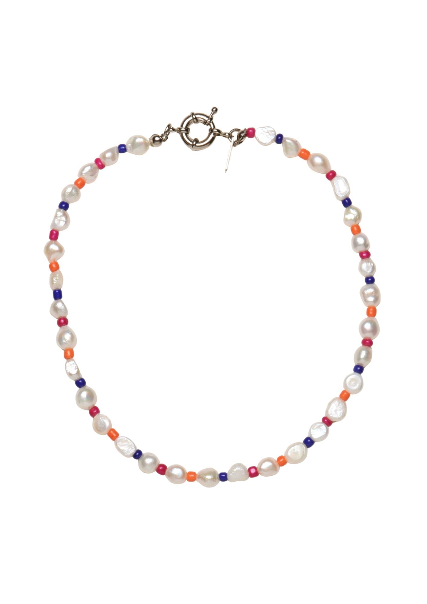 gerçek incili renkli boncuklu el yapımı kolye