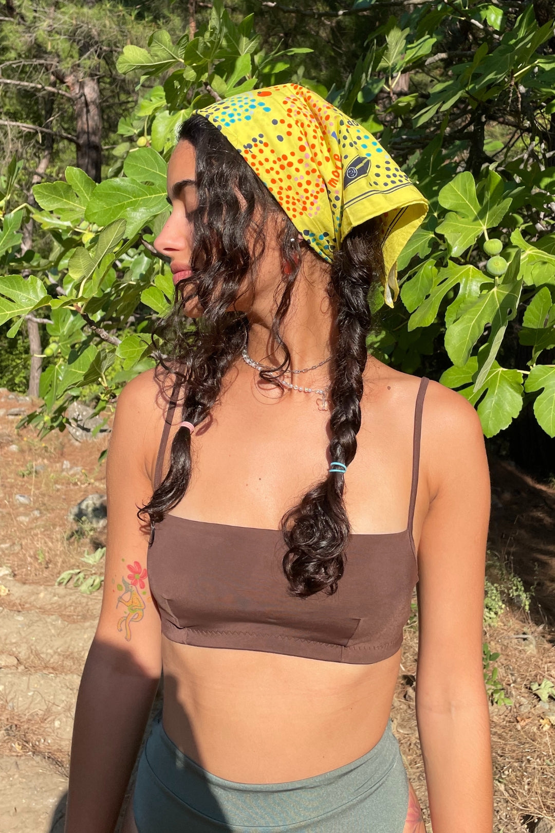 %100 pamuk kumaş renkli desenli sarı bandana